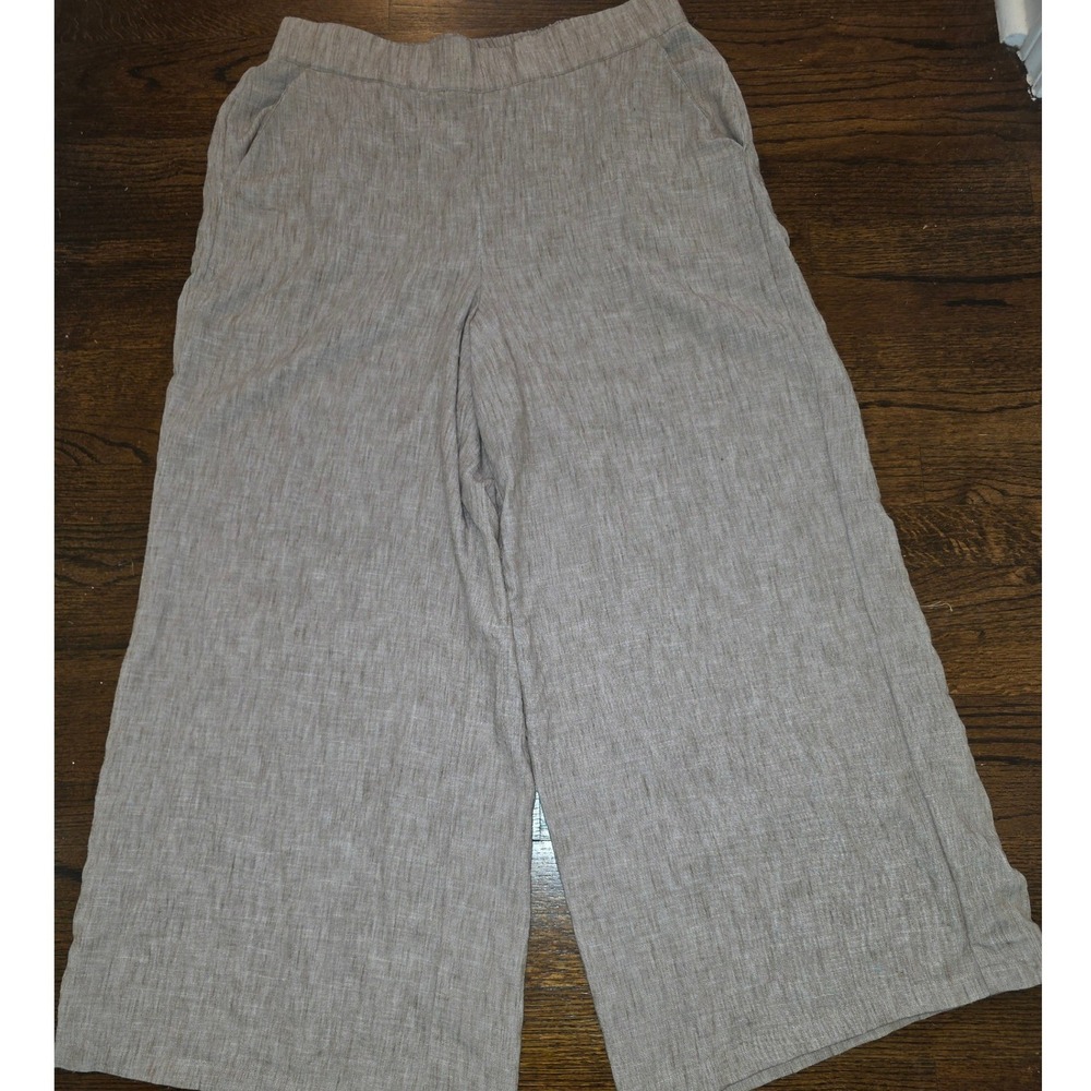 Chic Wide Leg Pants Women XL Linen Look Elastic Waist Resortwear Vacation Beach‎